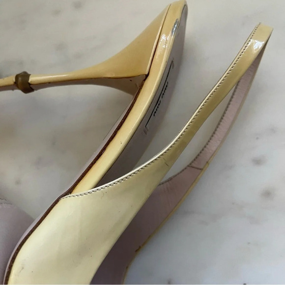 Miu Miu butter yellow patent leather sling back heel - Picture 9 of 9